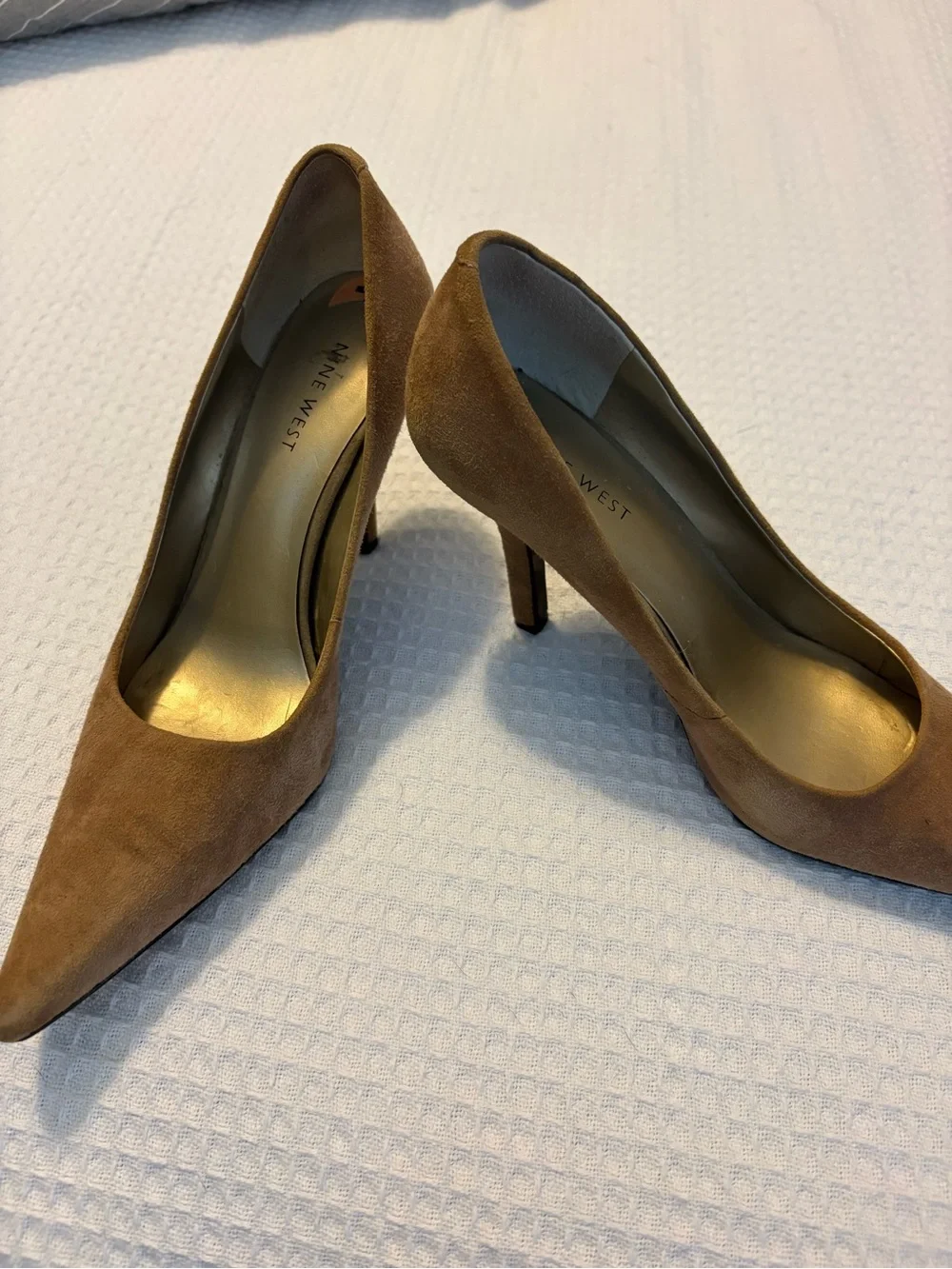 Nine West Tan Suede Pointed Toe Pumps